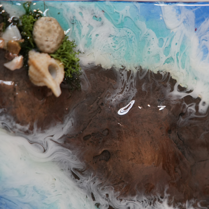 Miniature Caribbean Landscape -Hand Painted Wooden Art Block