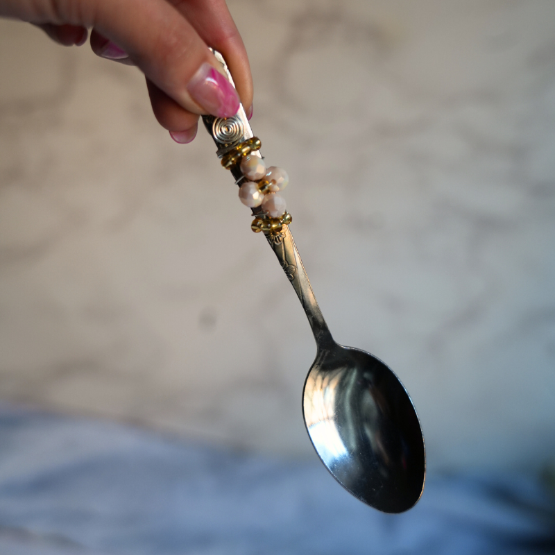 Decorative Beaded Spoon – Gold & Crystal Accent