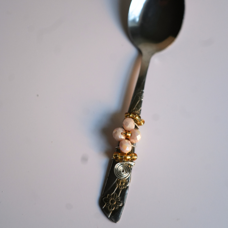 Decorative Beaded Spoon – Gold & Crystal Accent