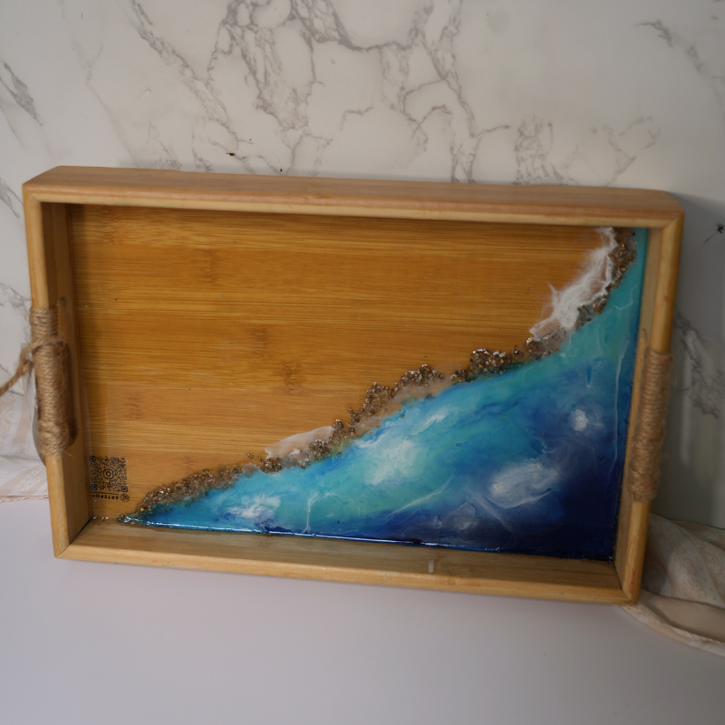 Ocean Resin Bamboo Serving Tray