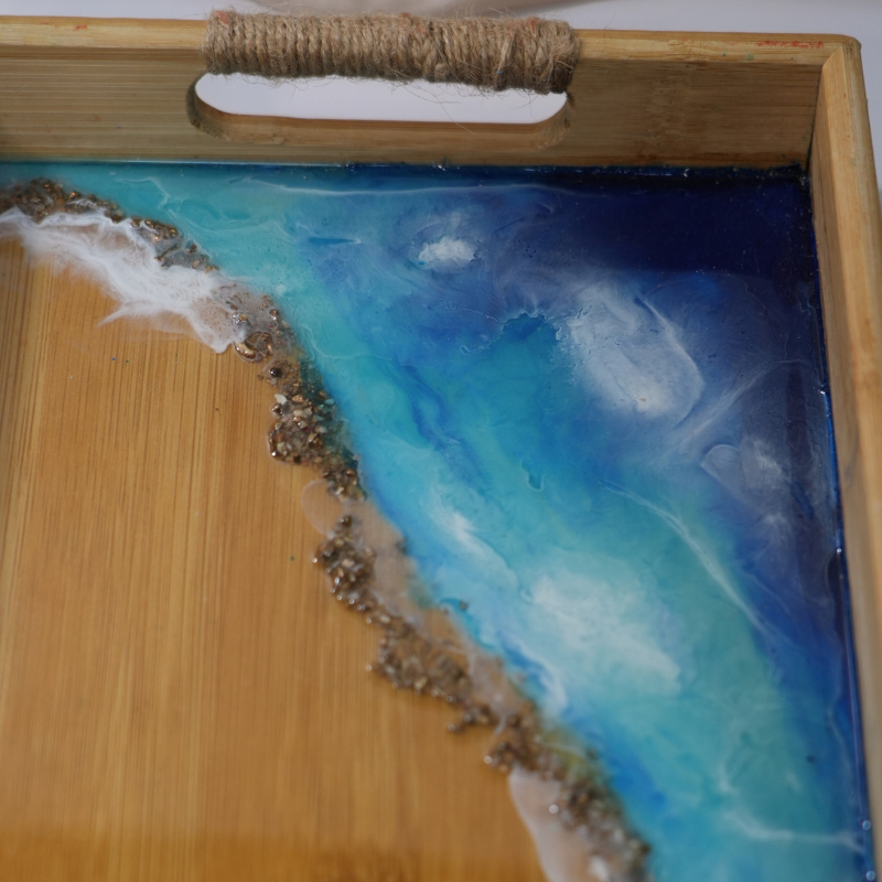 Ocean Resin Bamboo Serving Tray