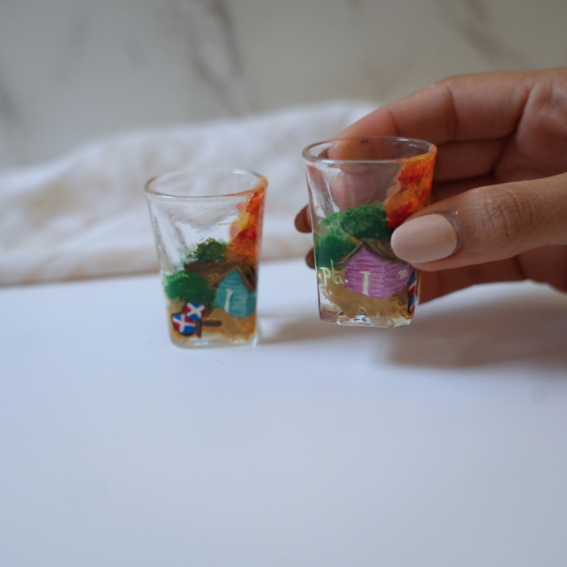 Set of 2 Hand-Painted Dominican Shot Glasses