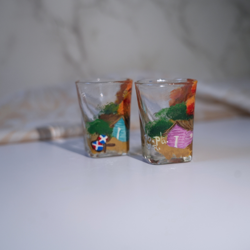 Set of 2 Hand-Painted Dominican Shot Glasses