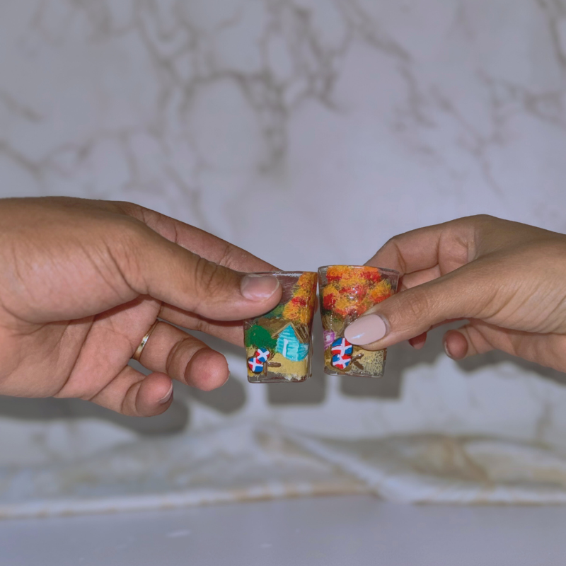 Set of 2 Hand-Painted Dominican Shot Glasses