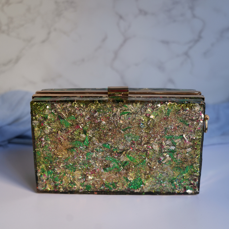 Handmade Resin Clutch Purse Glitter