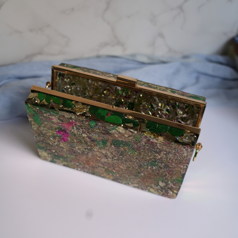 Handmade Resin Clutch Purse Glitter