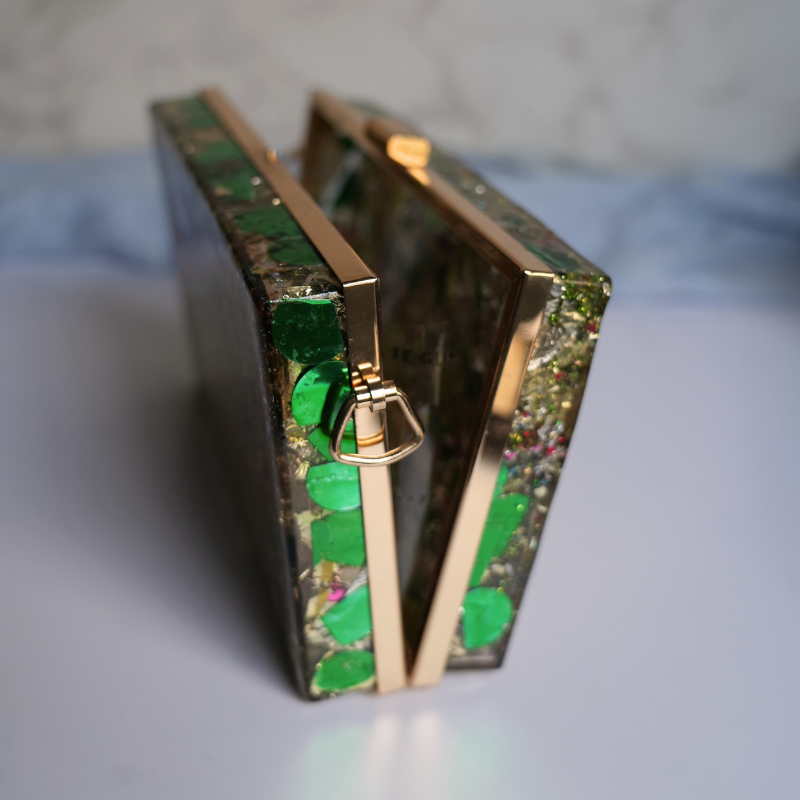 Handmade Resin Clutch Purse Glitter