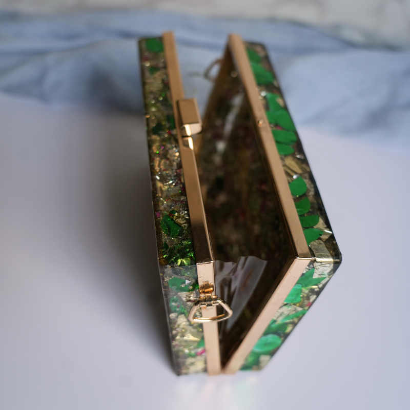 Handmade Resin Clutch Purse Glitter