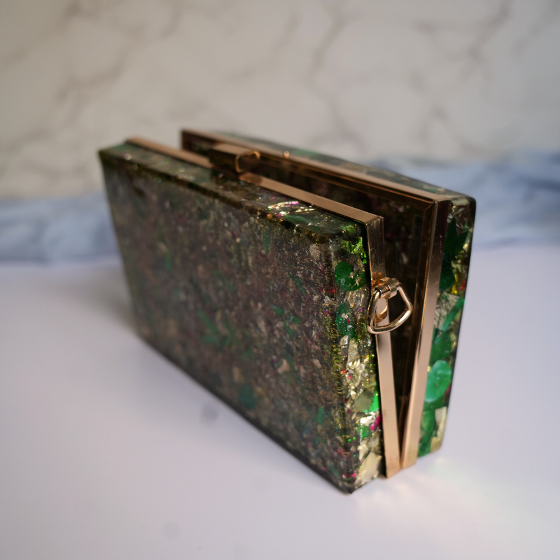 Handmade Resin Clutch Purse Glitter