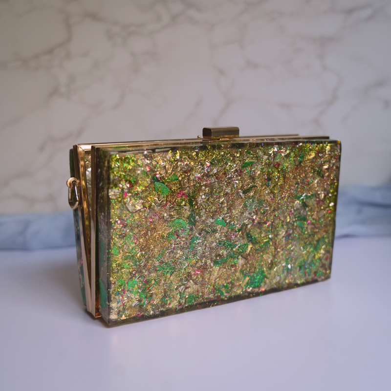 Handmade Resin Clutch Purse Glitter