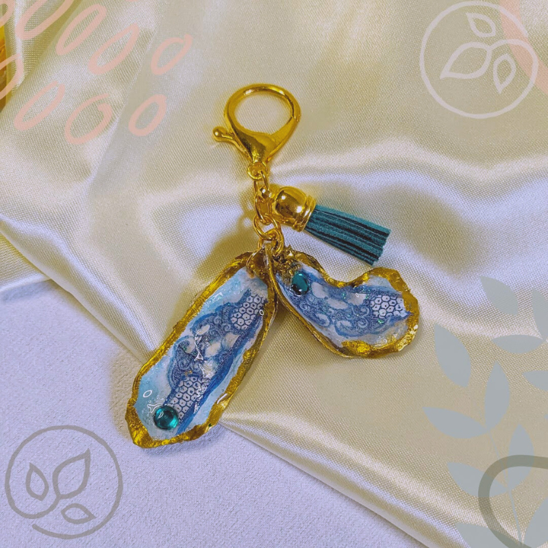 Hand-Painted Recycled Seashell Keychain