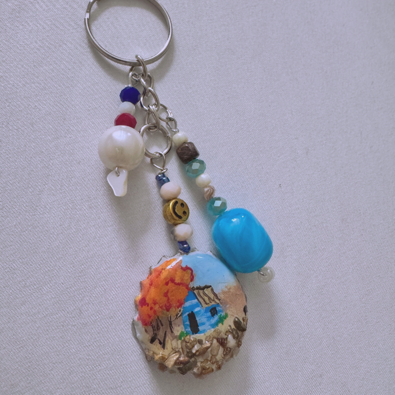 Hand-Painted Bottle Cap Keychain