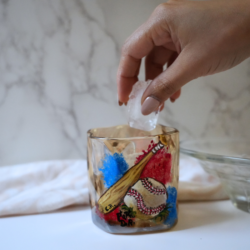 Baseball Hand-Painted Dominican Glass