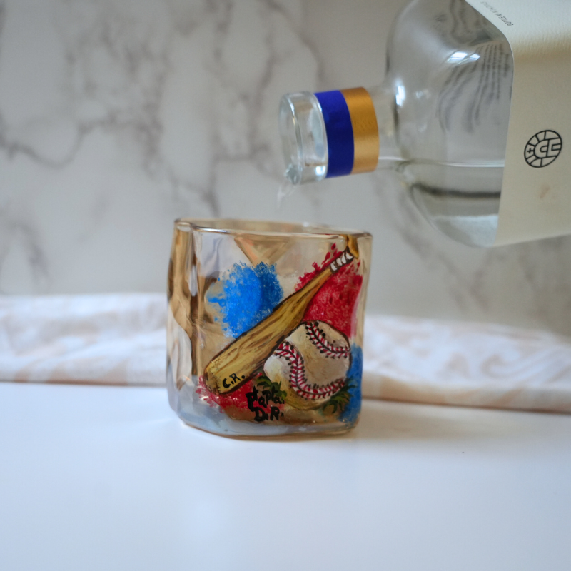 Baseball Hand-Painted Dominican Glass