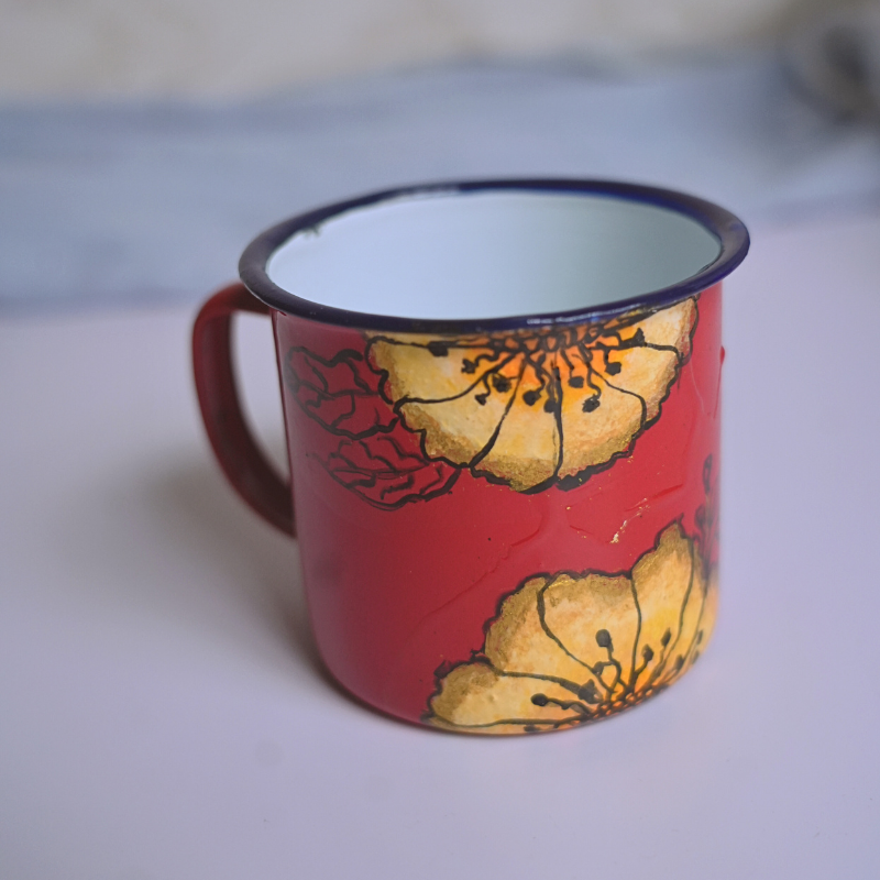 Hand-Painted Enamel Mug