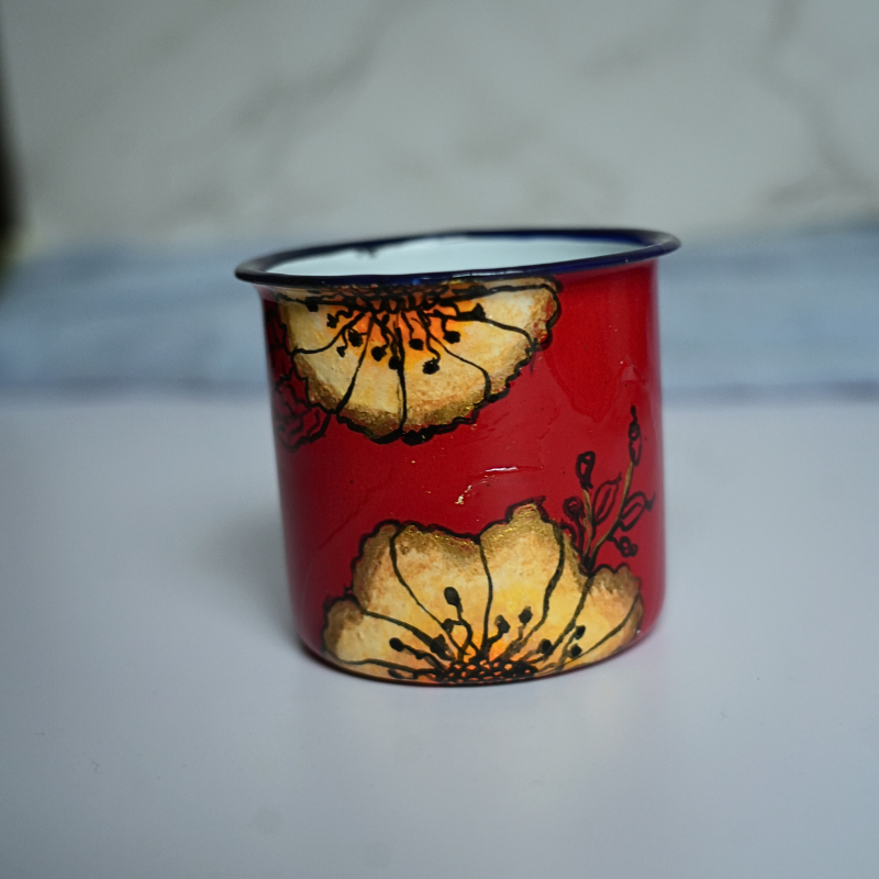 Hand-Painted Enamel Mug