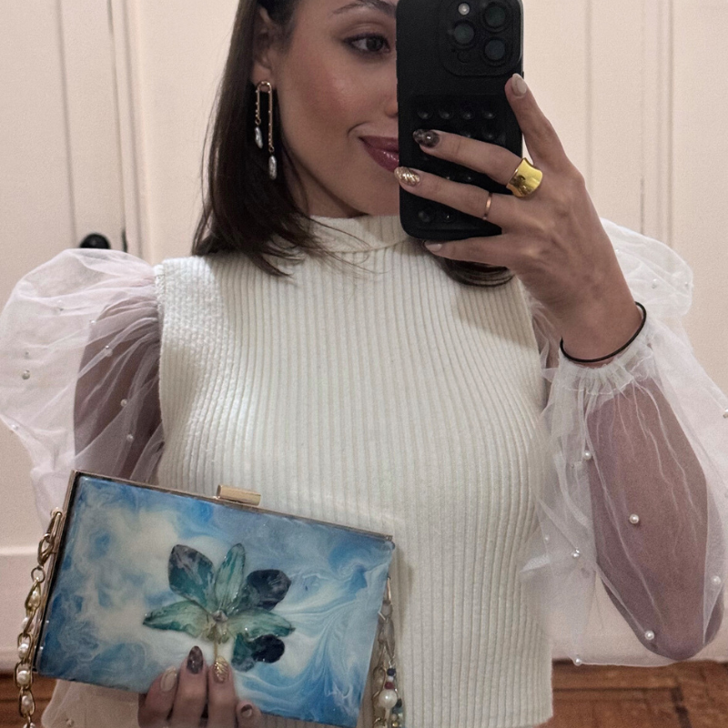 Blue Orchid Resin Clutch (Handmade)