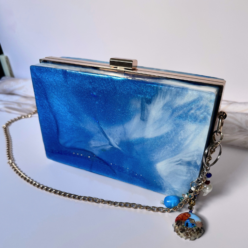 Blue Orchid Resin Clutch (Handmade)