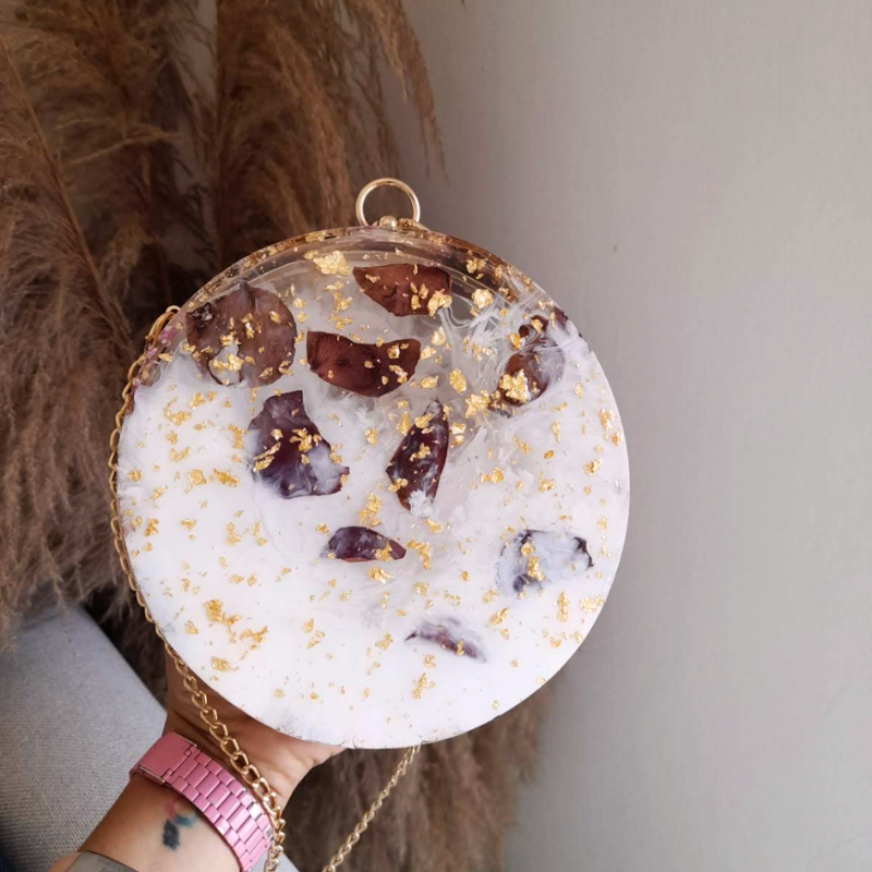 Personalized Round Resin Clutch