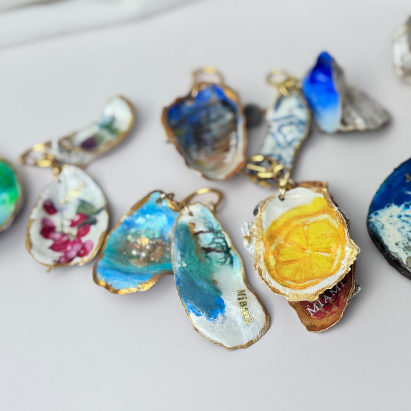 Hand-Painted Recycled Seashell Keychain
