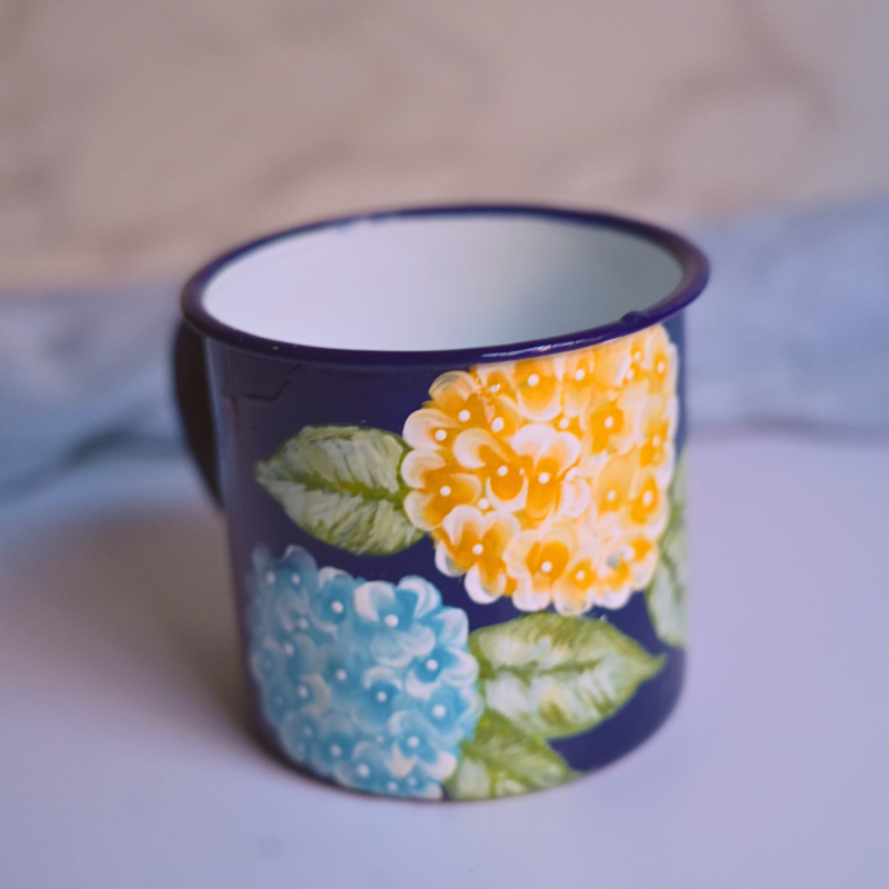 Hand Painted Enamel Mug Floral