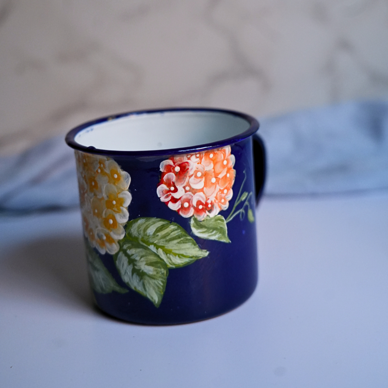 Hand Painted Enamel Mug Floral
