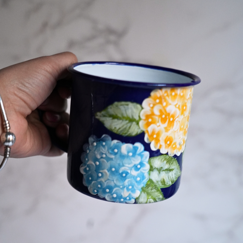 Hand Painted Enamel Mug Floral