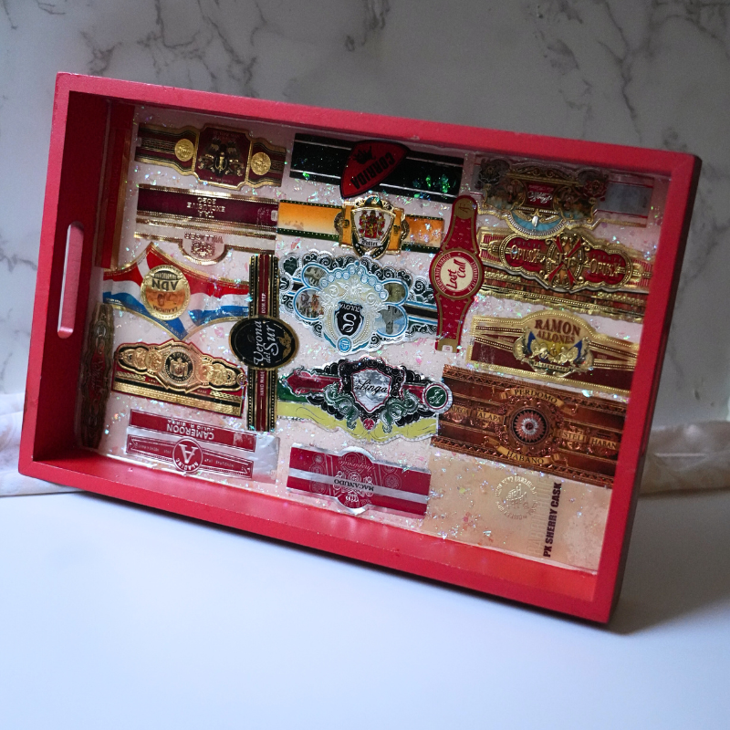 Cigar Band Tray Resin Bar Tray