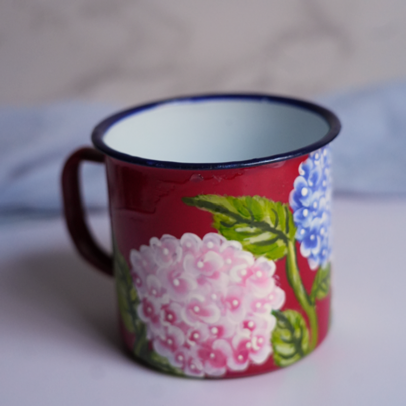Hand Painted Enamel Mug Floral